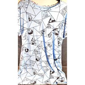 Disney 100 Women Size M Blue Character Mash Up Night Shirt Pajama Nightgown